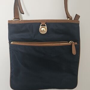 Michael Kors Navy and Tan Crossbody Bag